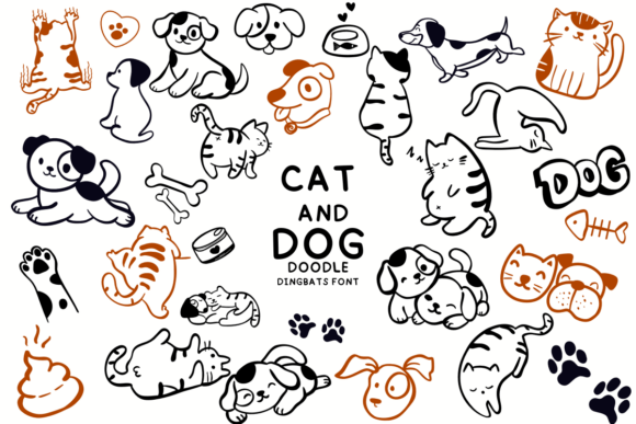 Cat and Dog Doodle Font for Web Design